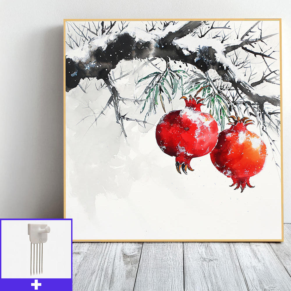 행복 석류 45x45cm 무광골드 알루미늄액자 석류그림