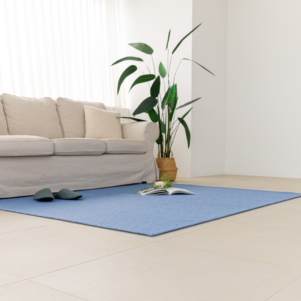 강아지매트 고양이 펫 미끄럼방지 매트 복도 거실 도트 블루, 150x50cm