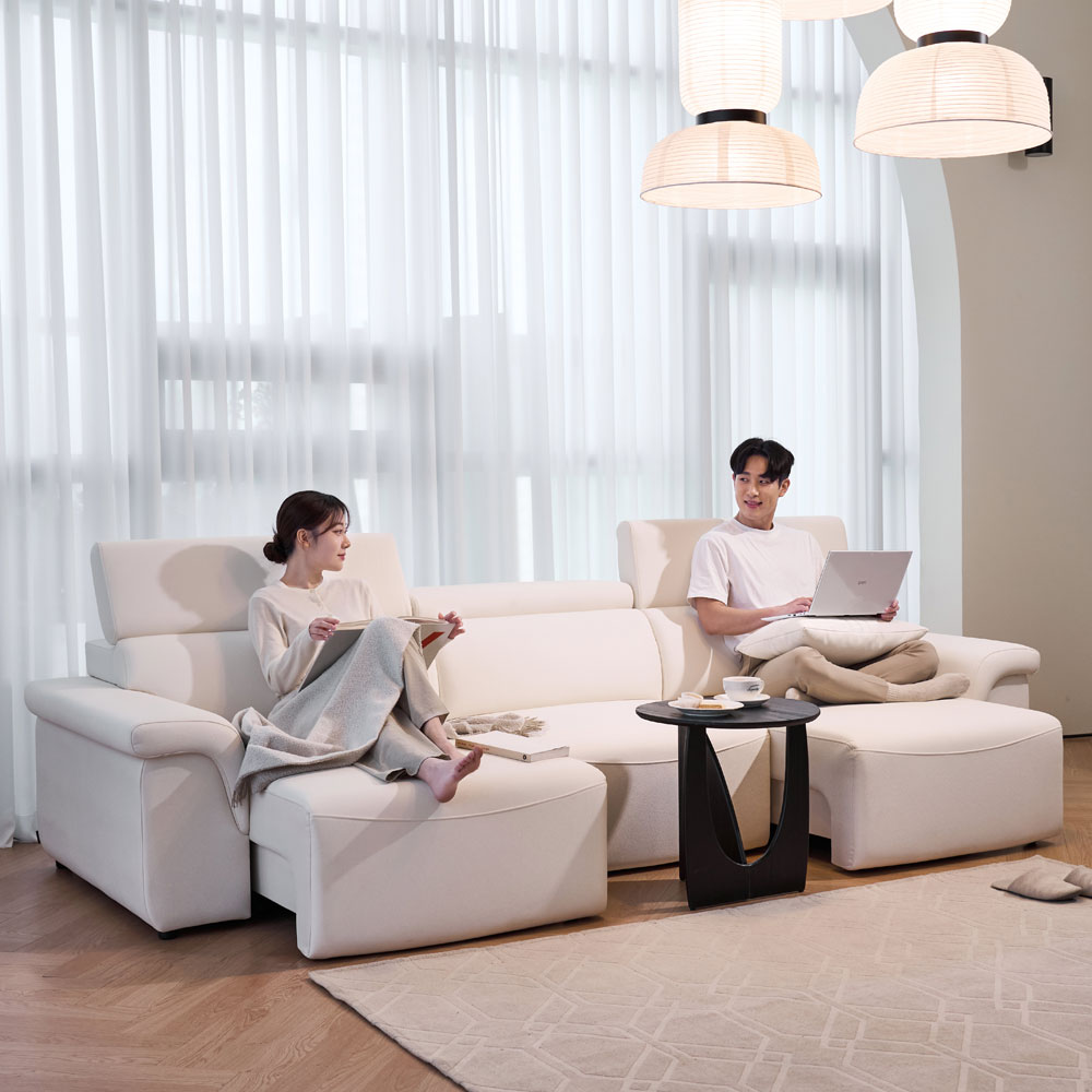 폴로까사 로한 비건 레더 슬라이딩 모션 무빙 리클라이너 4인 가죽 소파