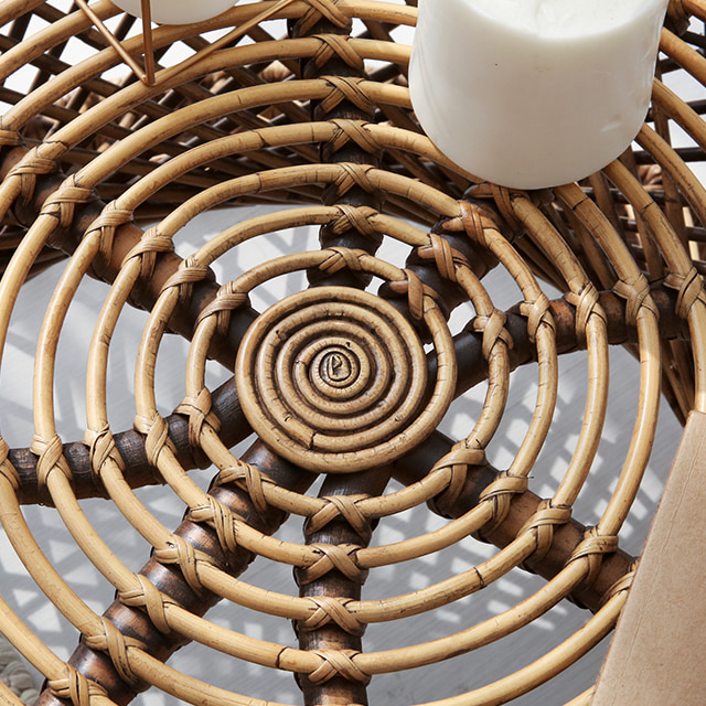 원목 거실테이블 라탄 원형 티테이블 커피 좌식 거실탁자