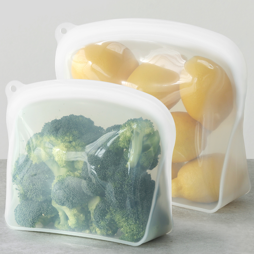 1+1 네오플램 실리콘 지퍼백 스탠딩 지퍼팩 2p 1200ml+2000ml