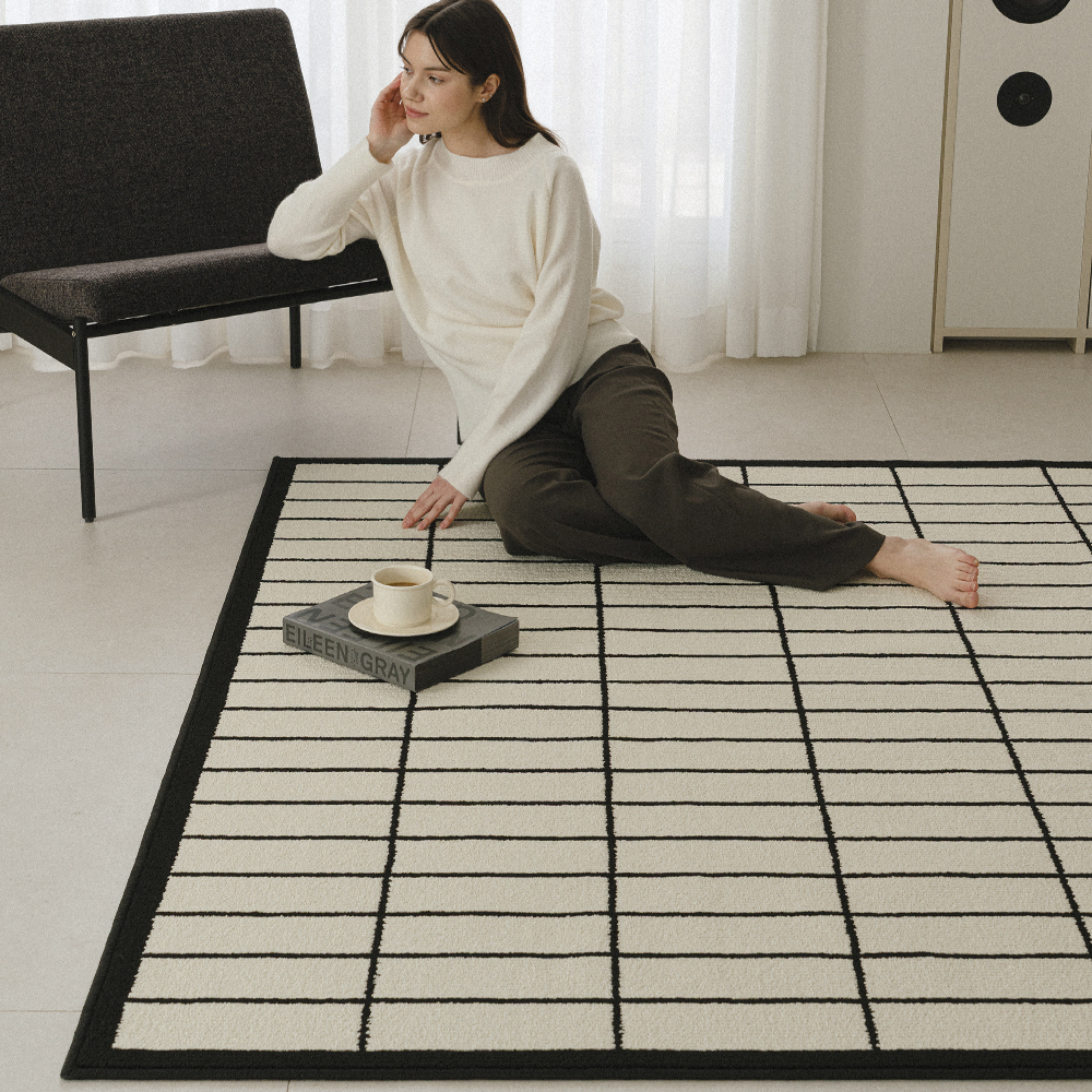 브릭 타일 루프 사이잘룩 러그 사계절 거실 카페트 100x140cm