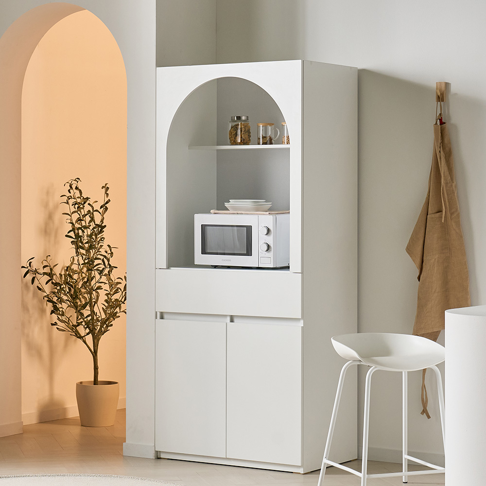 로쏘 아르코 E0 홈바 광파오븐 냉장고장 홈카페장 주방 수납장 800x600x1850mm, 3단, 화이트