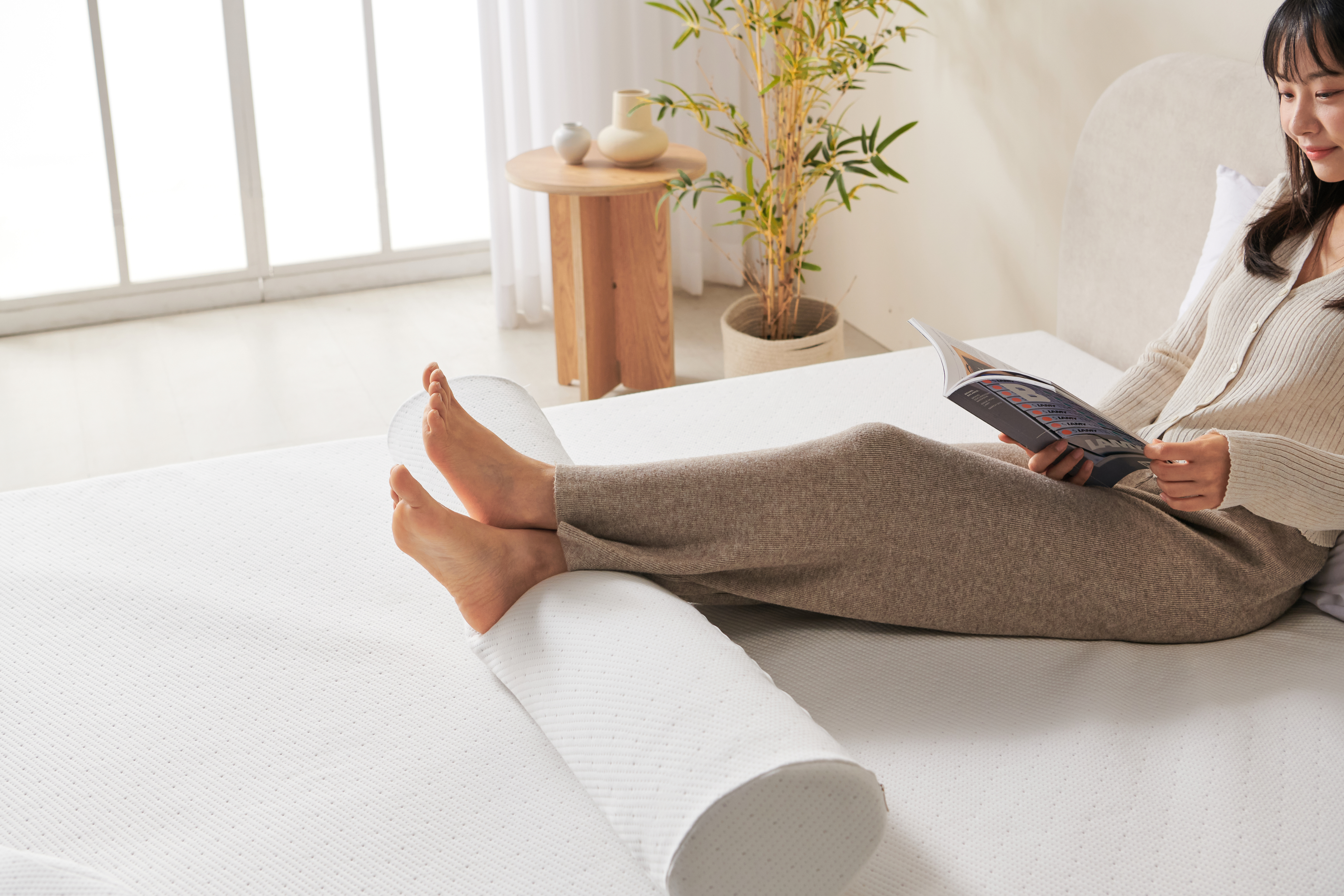 라누베 원형 바디필로우 알러지케어 바디플로우 수면 죽부인쿠션