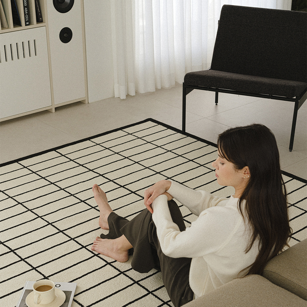 브릭 타일 루프 사이잘룩 러그 사계절 거실 카페트 100x140cm