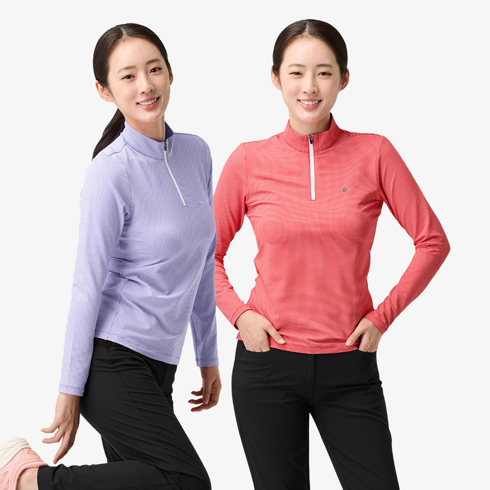 여성 체크 집업티 Q125-3201-02 - 상품 이미지