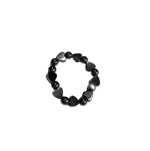 불꽃수집가 Hematite 하트 비즈 반지 - 메인 이미지