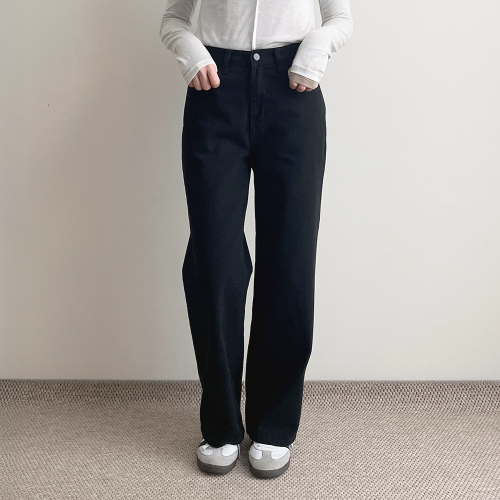 화이트진 크림진 세미와이드데님 여성블랙진 이미지 8