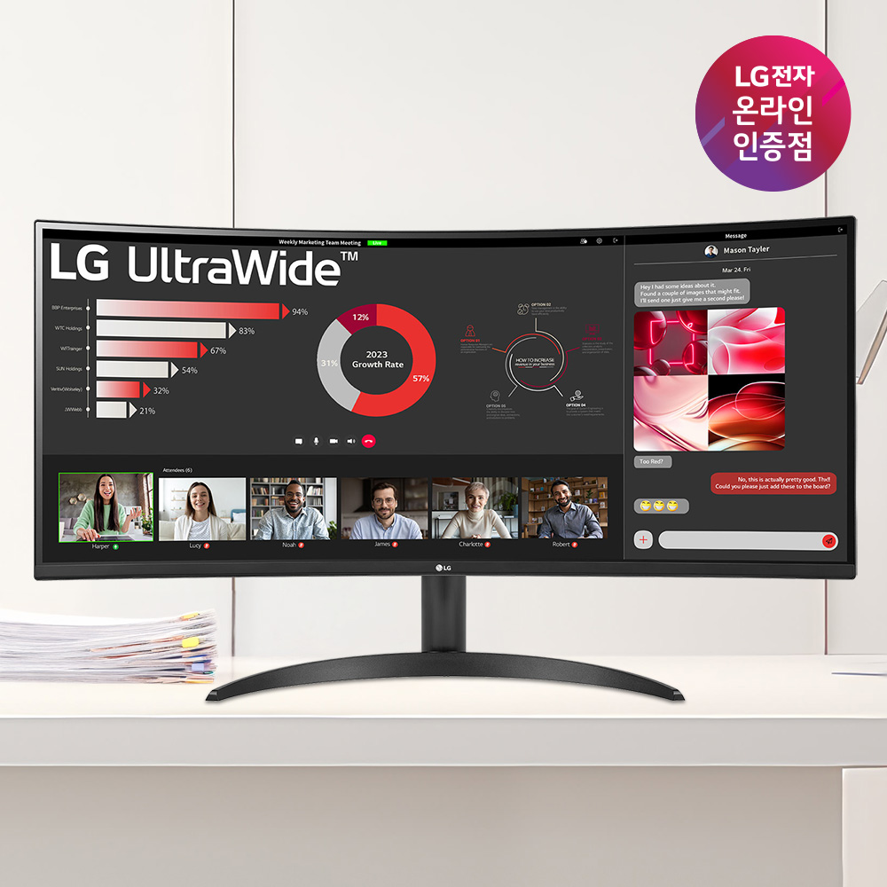 혜택가40만 LG 34WR50QK 86cm(34인치) WQHD 울트라와이드모니터 100Hz
