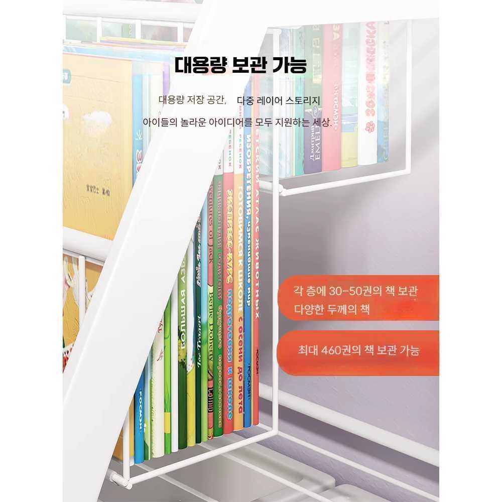 이동식 수납 책꽂이 심플 책장 수납대 선반 홈 정리 바퀴형 60cm 4단+1단랙 - 상세 이미지 3