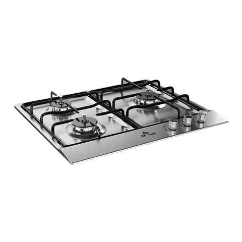 경동 나비엔매직 3구 빌트인 가스쿡탑 매립형 레인지 AC코드식 560 x 480 GRB3203 LNG 실버