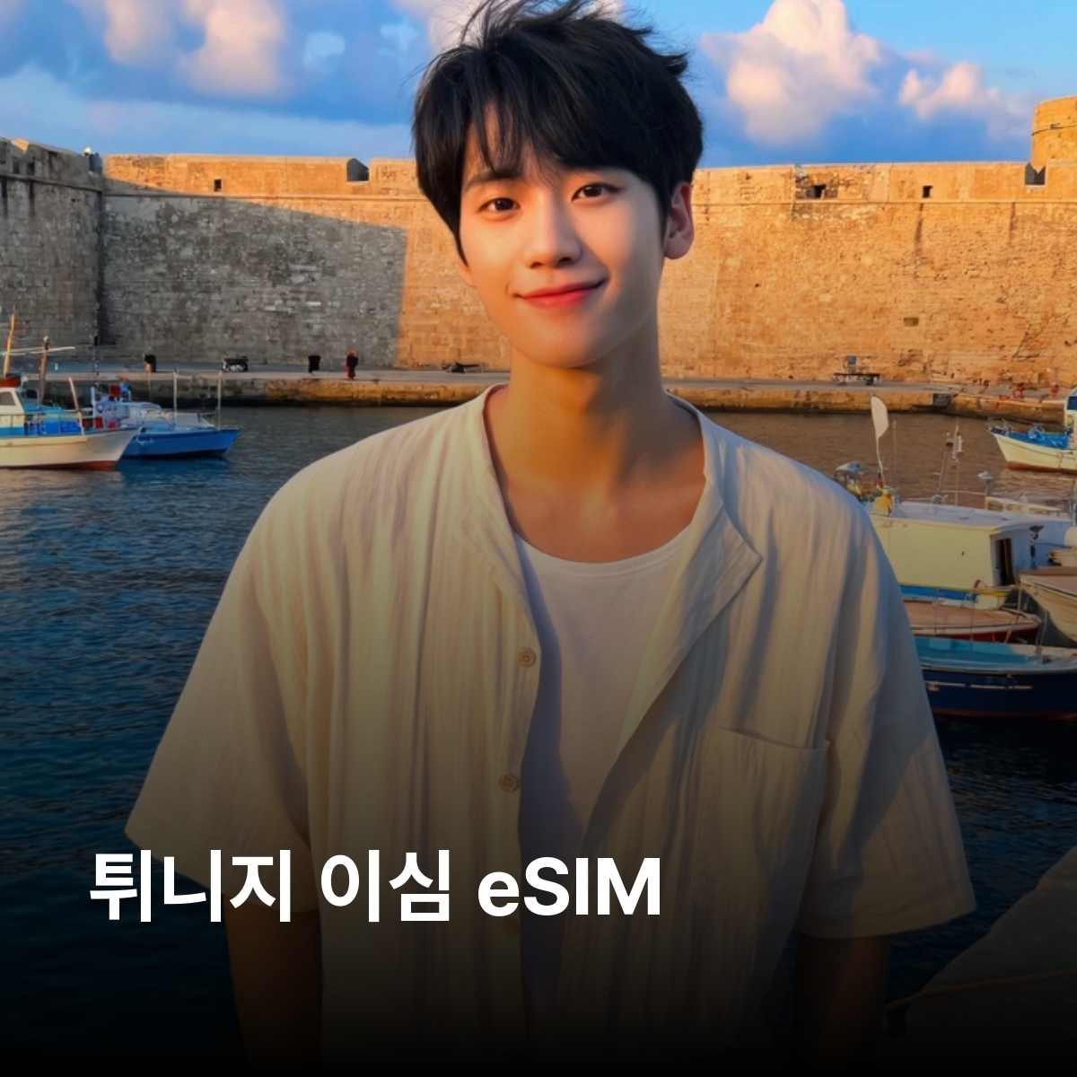 튀니지 이심 eSIM Orange, Ooredoo 5G 카르타고 시디 부 사이드 엘젬 원형극장 사하라 도우즈 케루안 하마메트 도우가 이심통 - 메인 이미지