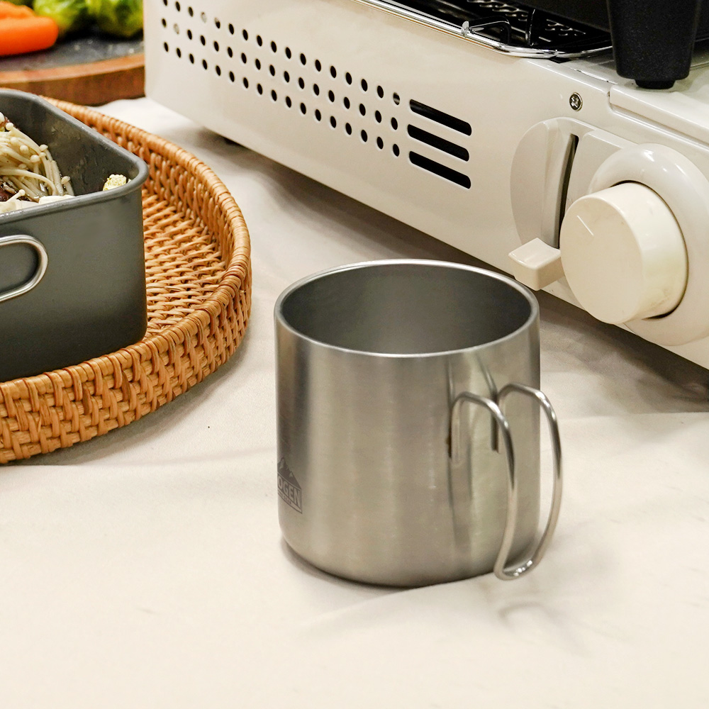 스테인리스 캠핑 머그 컵 고리형