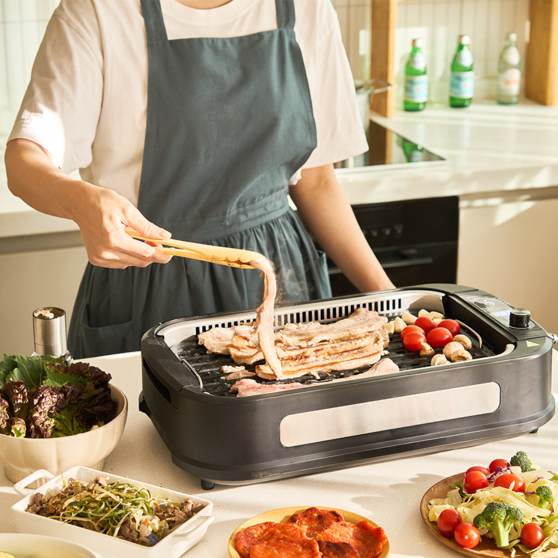 키치니스 전기그릴 연기 안나는 없는 팬 가정용 고기 삼겹살 구이 불판
