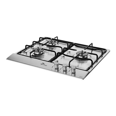 경동 나비엔매직 3구 빌트인 가스쿡탑 매립형 레인지 AC코드식 560 x 480 GRB3203 LNG 실버