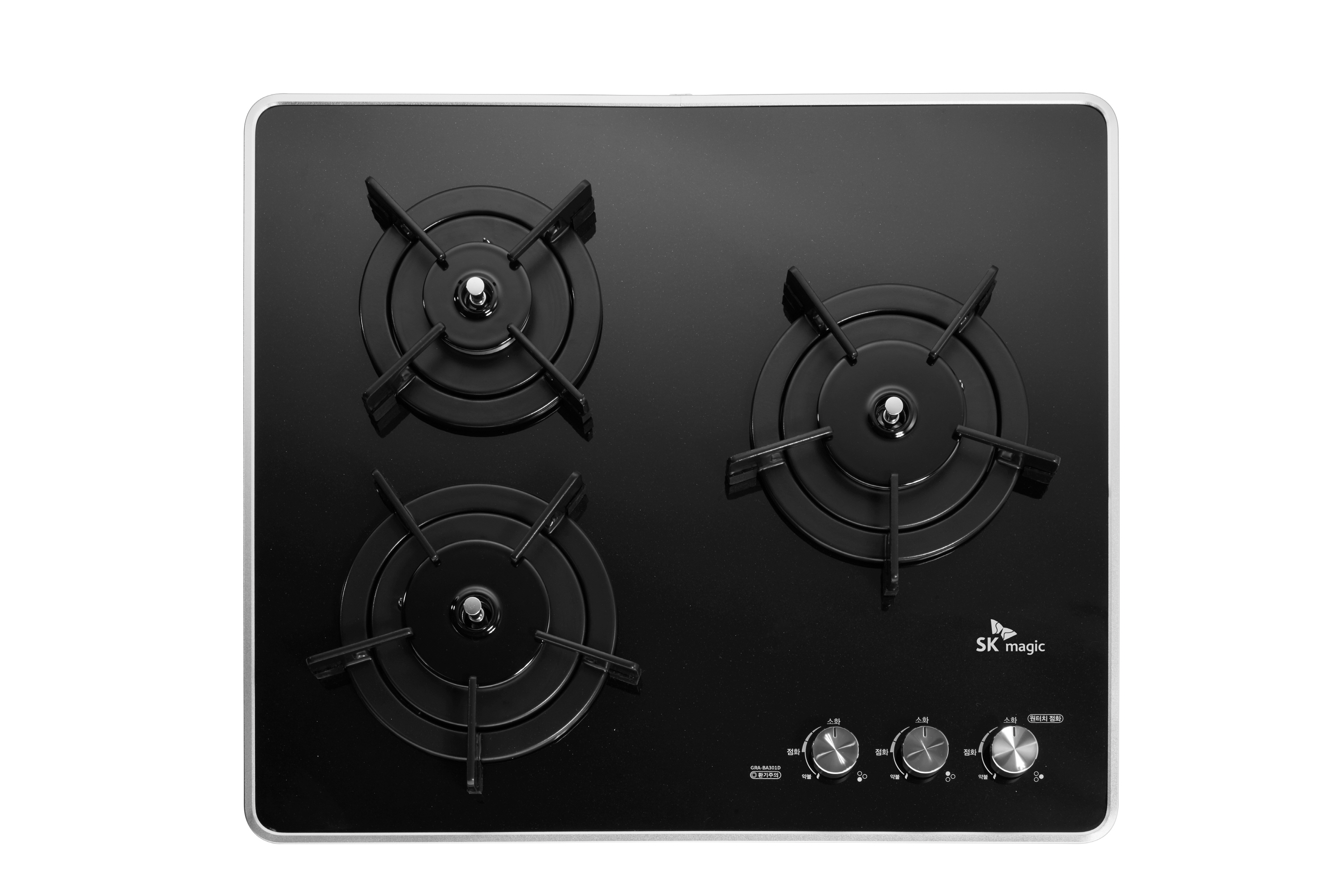 경동 나비엔매직 3구 빌트인 가스쿡탑 매립형 레인지 AC코드식 560 x 480 GRB6203 LPG 블랙