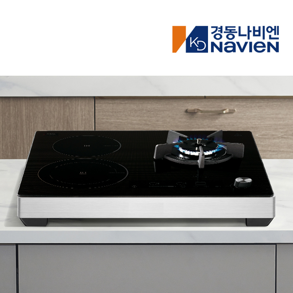 3구 가스 하이브리드 인덕션 렌지 쿡탑 전기 레인지 8.5cm스탠드, 블랙 LNG ERG-5003