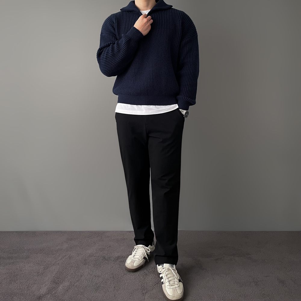 반집업니트 남자오버핏니트 하프집업니트 이미지 8