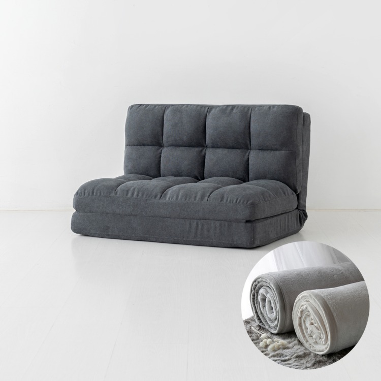 앰보 2인 좌식 소파베드+ BEDDING 털담요 150x200 그레이