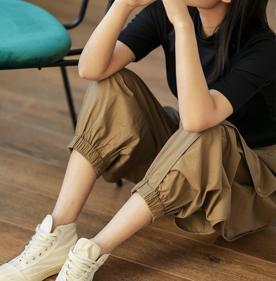 세상시원편함 스판 배기핏 바스락 밴딩조거팬츠 절개핀턱 데일리바지 여자여자몰 - 상세 이미지 4