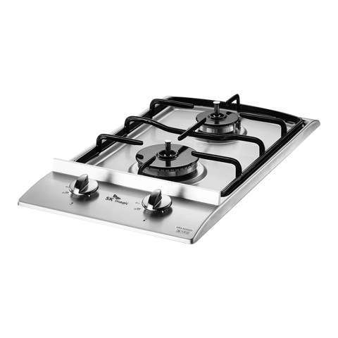 경동 나비엔매직 2구 빌트인 매립형 쿡탑 렌지 가스레인지 265x485 GRB1002 LPG AC코드식 실버