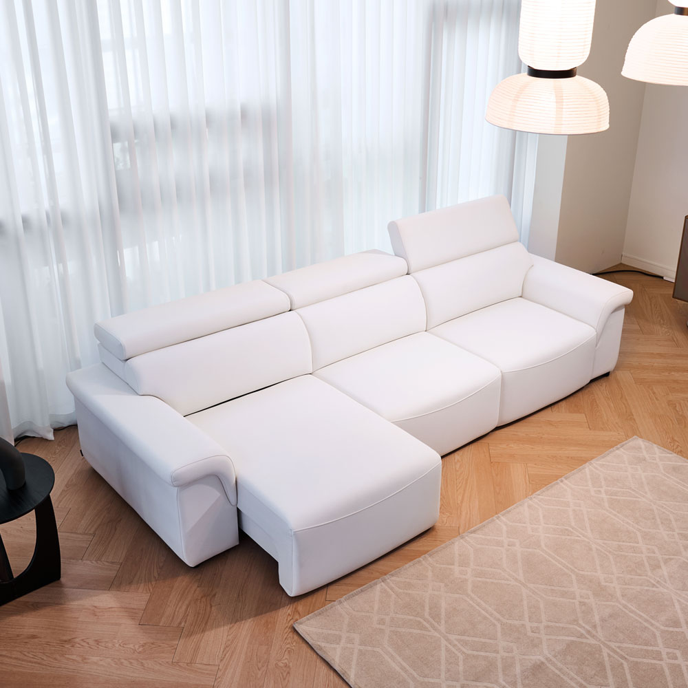 폴로까사 로한 비건 레더 슬라이딩 모션 무빙 리클라이너 4인 가죽 소파