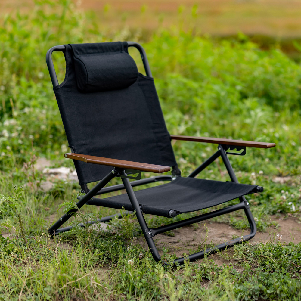 아이두젠 로우 릴렉스 넥 캔버스 접이식 캠핑 체어 블랙