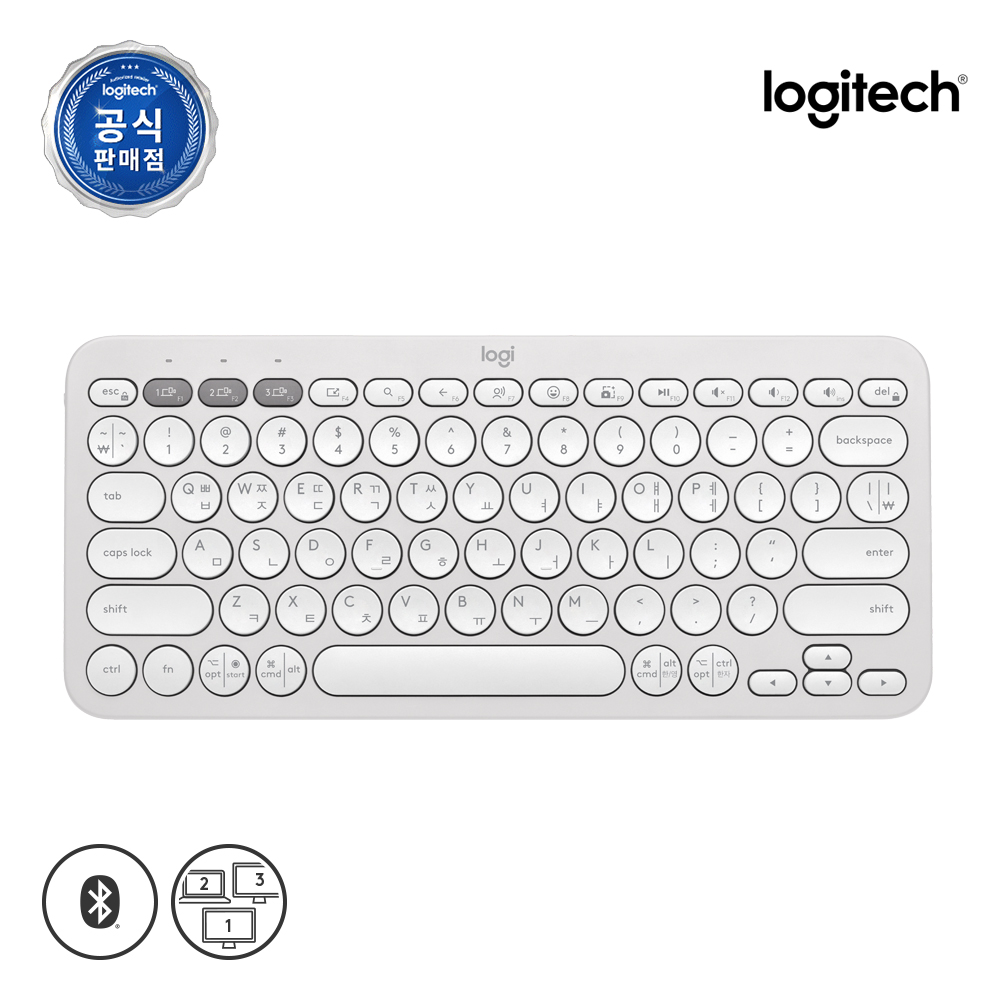 로지텍 코리아 Pebble2 K380S 페블 블루투스 무선 키보드 도브 화이트, 팬터그래프(Pantograph) 제품 이미지