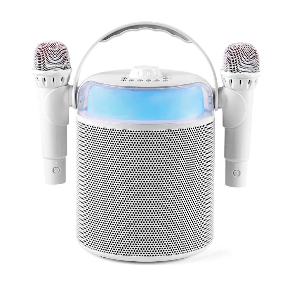 인켈 가정용 휴대용 노래방 듀얼마이크 블루투스 LED스피커