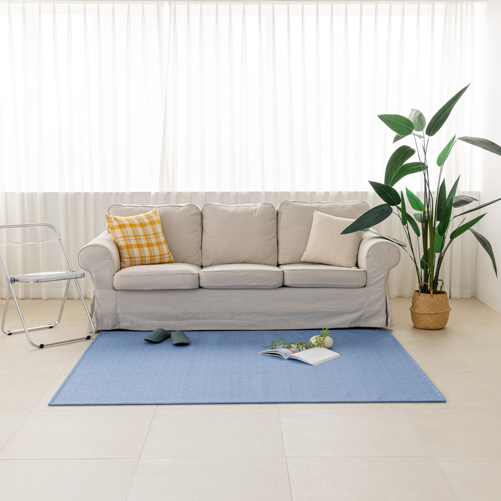 강아지매트 고양이 펫 미끄럼방지 매트 복도 거실 도트 블루, 150x50cm