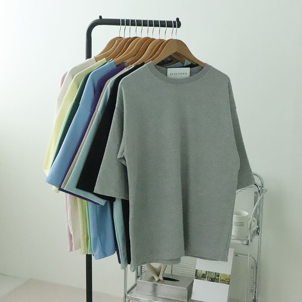 1+1 남자7부티 오버핏 빅사이즈 커플 남자 반팔티