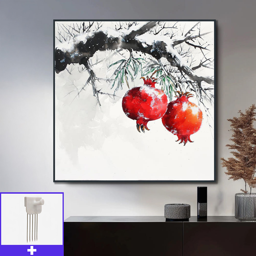 행복 석류 80x80cm 무광블랙 알루미늄액자 석류그림