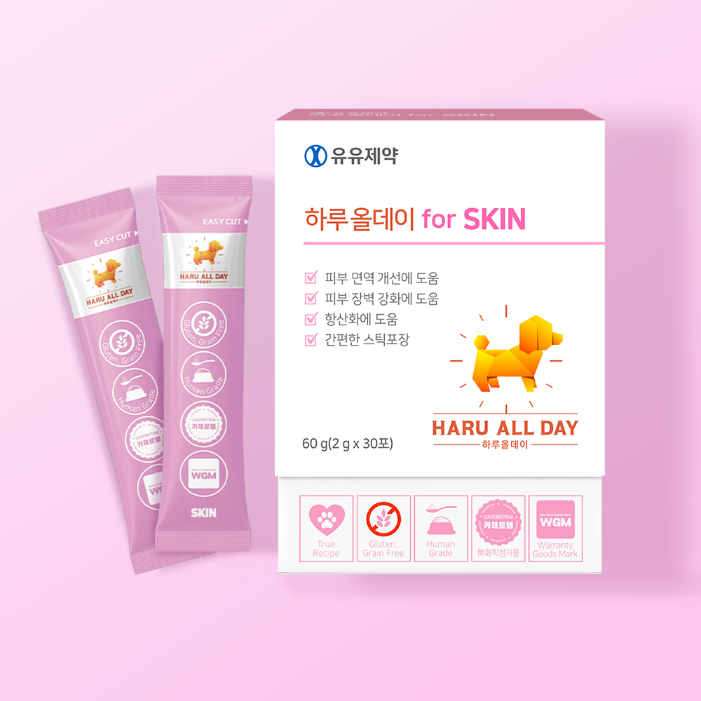 유유제약 하루올데이 강아지 피부 반려견 영양제 습진 모질 카제로템