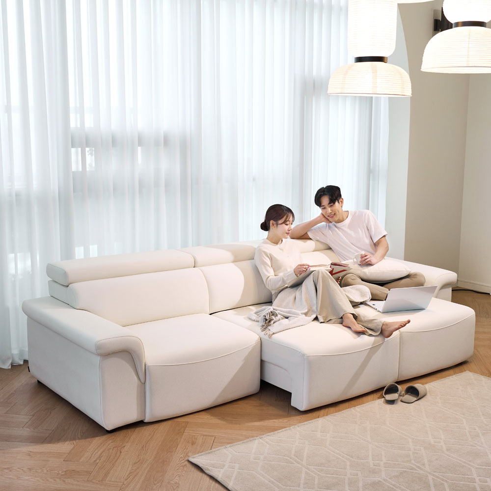 폴로까사 로한 비건 레더 슬라이딩 모션 무빙 리클라이너 4인 가죽 소파