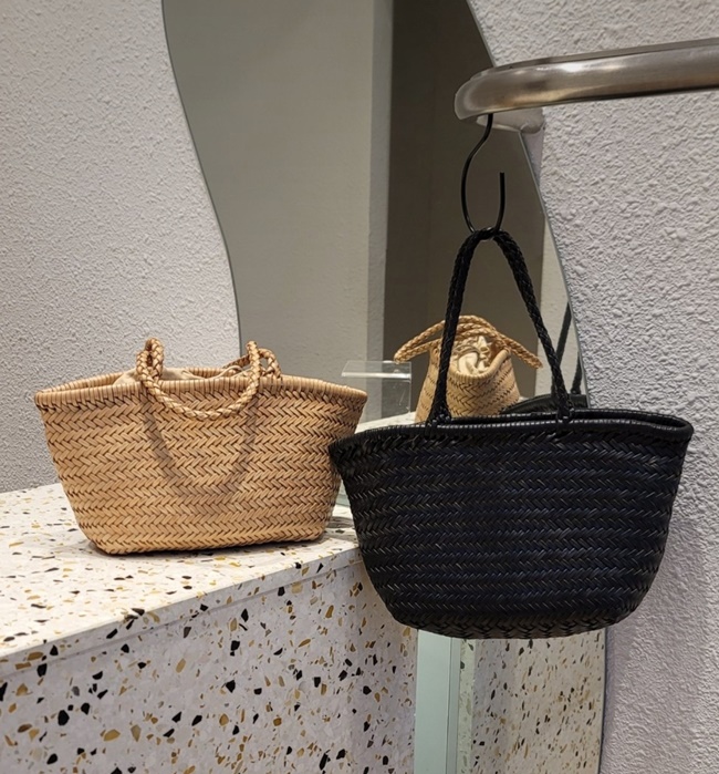 듀오 소가죽 드래곤 토트백 핸드메이드 마르쉐 위빙 왕골 라탄가방