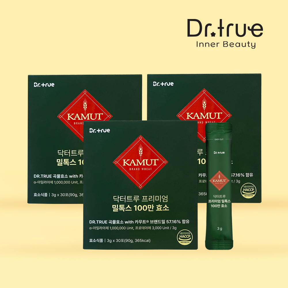 닥터트루 밀톡스 역가수치 100만 효소 카무트 브랜드밀 호라산밀 곡물 30포, 3개 - 상품 이미지