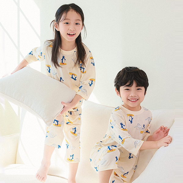 삐삐롱 초등내복 아동 키즈 남 여 7부실내복 모달 주니어 반팔 여름내의 150 - 상세 이미지 3