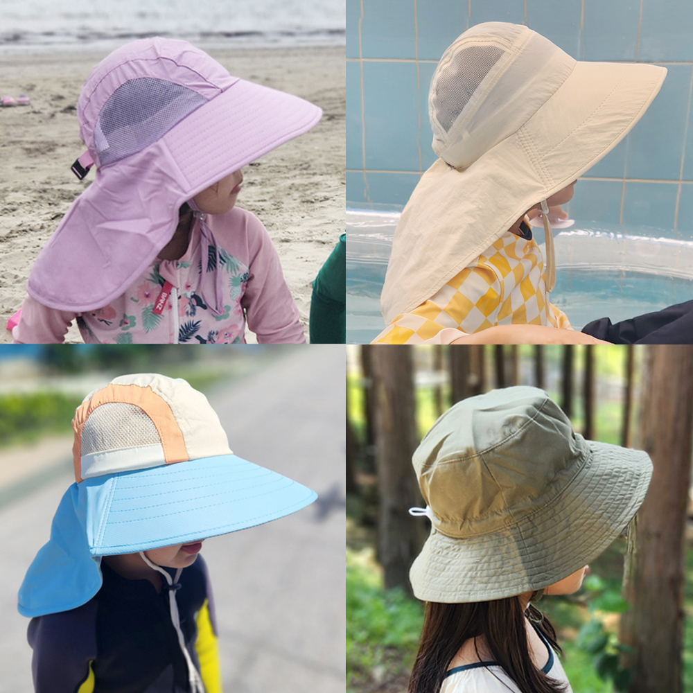 키즈 유아 아기 플랩캡 물놀이모자 버킷햇 아쿠아 여름 아동 와이드