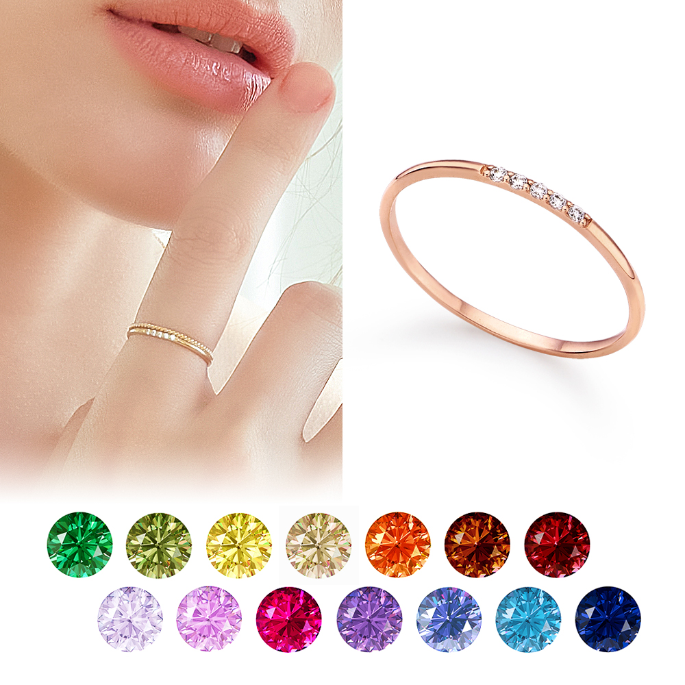 레뉴 스넬로 5 큐빅 가드링 레이어드 반지 / 14K 골드 18K 얇은 스타일 실반지