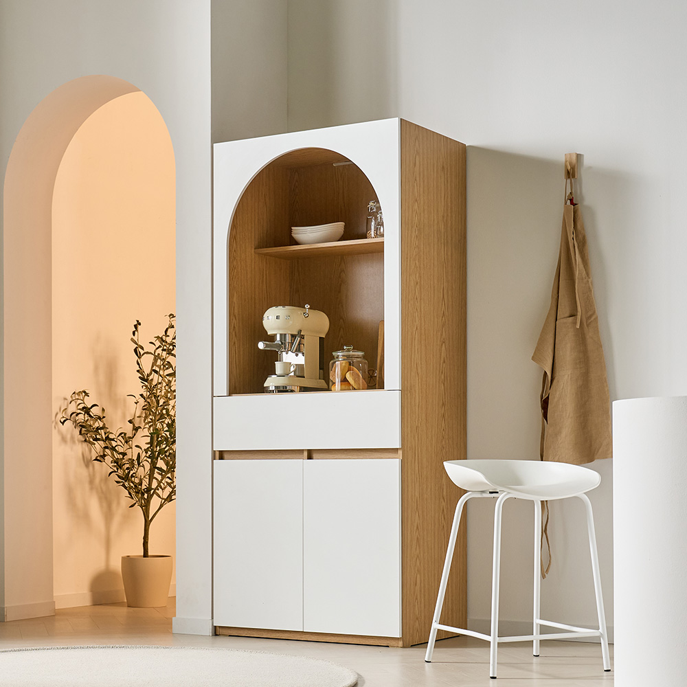 로쏘 아르코 E0 홈바 광파오븐 냉장고장 홈카페장 주방 수납장 800x600x1850mm, 3단, 오크화이트 이미지 7