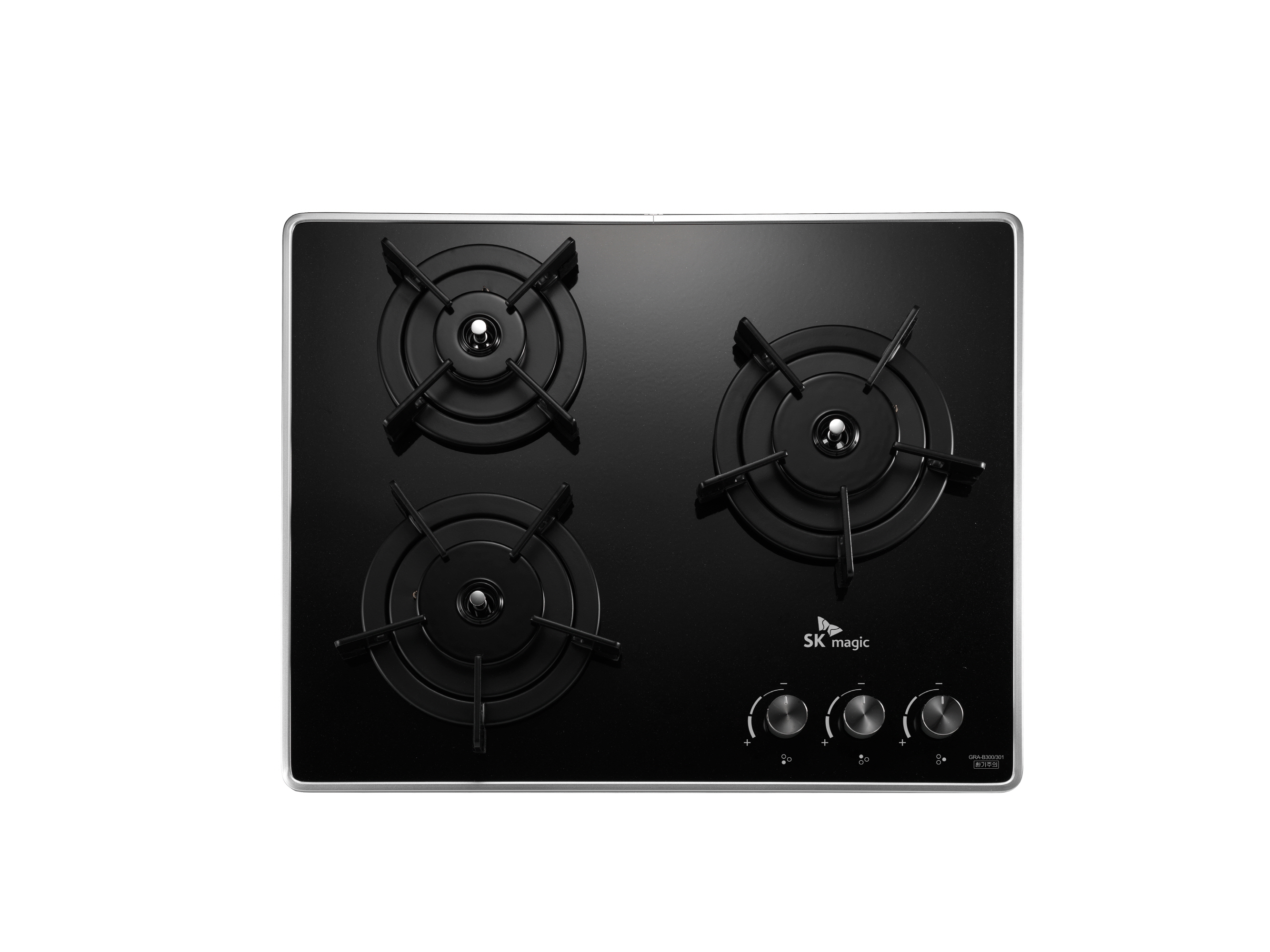 경동 나비엔매직 3구 빌트인 가스쿡탑 매립형 레인지 DC전지식 560 x 440 GRB6103 LNG 블랙
