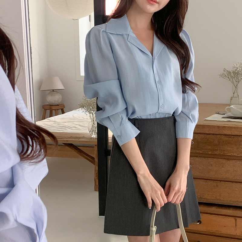 (하객룩) 마들렌 퍼프 카라 긴팔 블라우스 bs8106 - 상세 이미지 3
