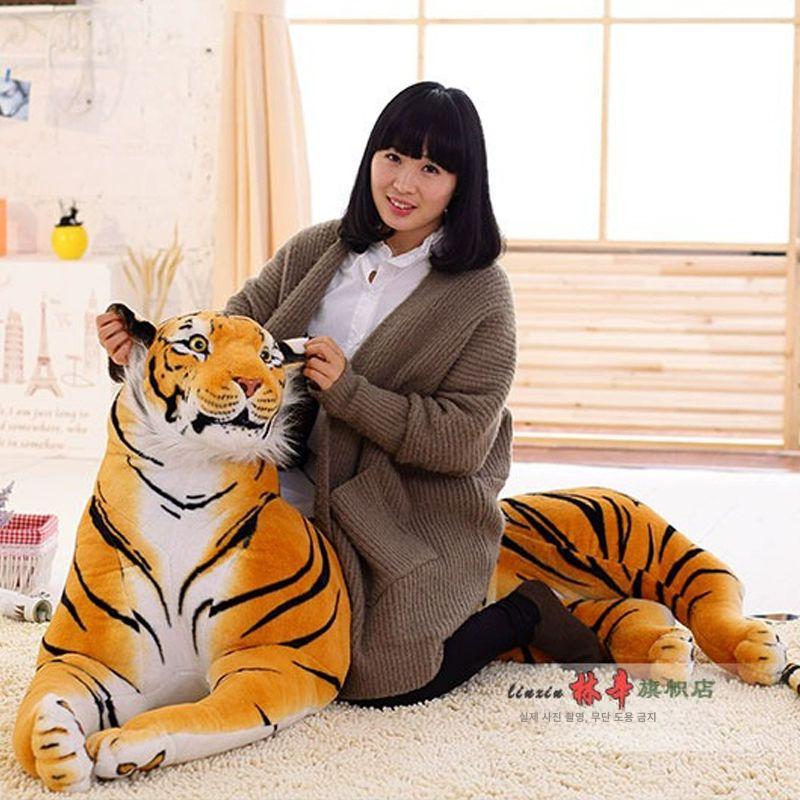 호랑이 백호 인형 리얼한 리얼 야생 장식 동물인형 노란색 - 상세 이미지 3