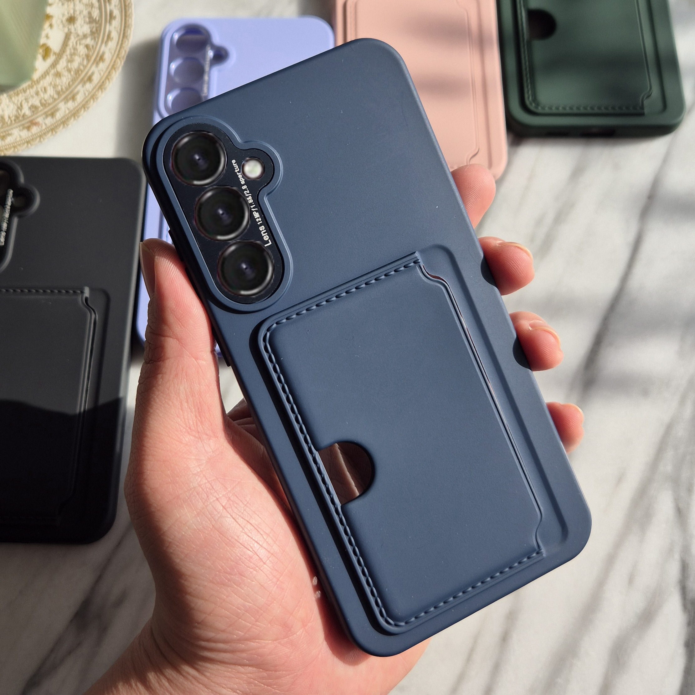 카드 케이스 범퍼 하드 지갑 수납 2장 슬림 풀커버 카메라보호 네이비, 갤럭시S24 FE