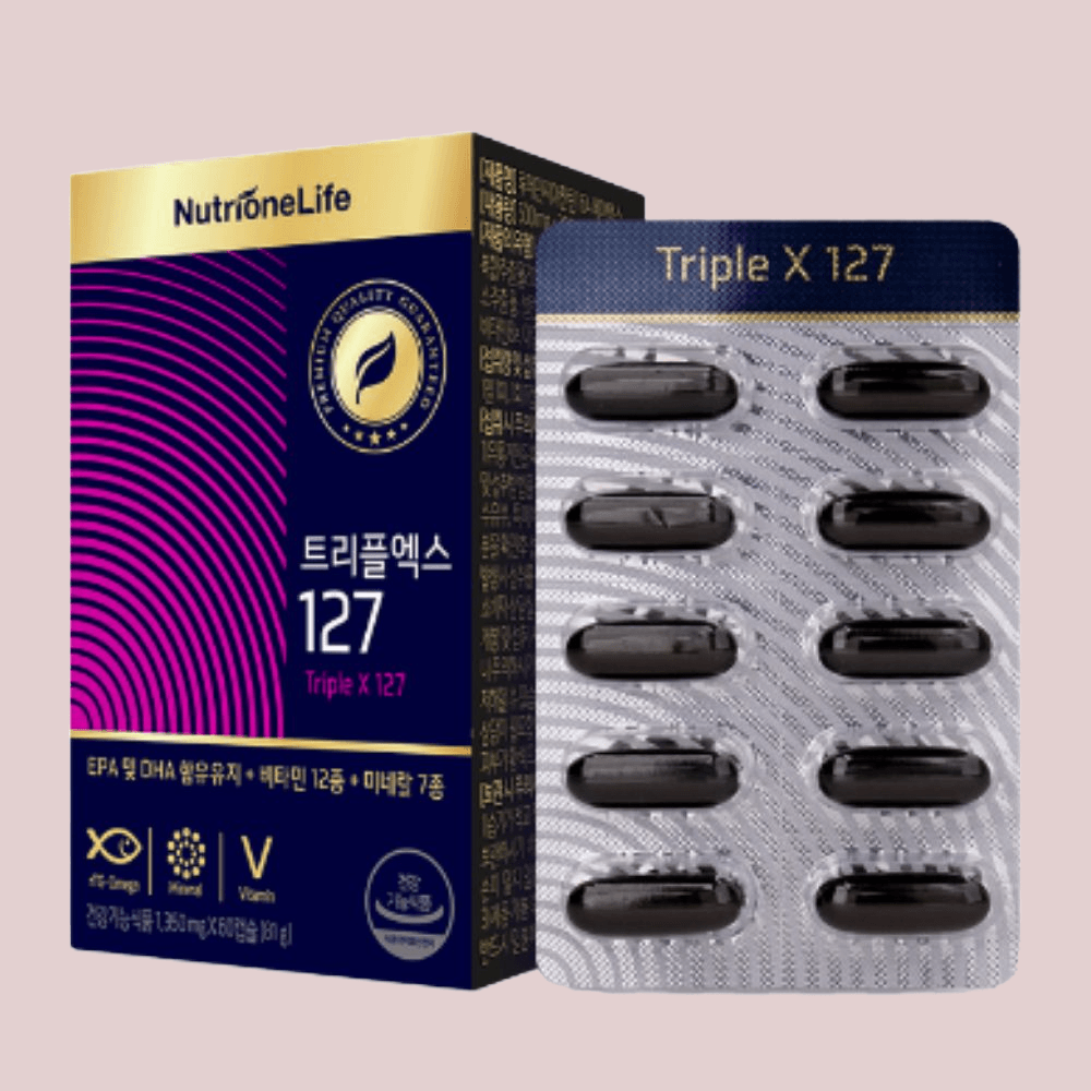 뉴트리원 트리플엑스 127 종합 멀티 비타민 알티지 오메가3 60캡슐 1개 12종 종합비타민 하루활력 : 푸드 플러스