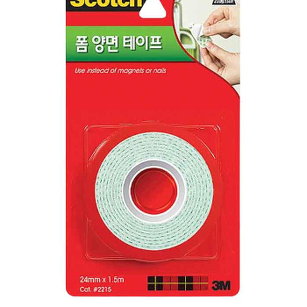 강력접착 양면테이프 폼테이프 손으로찢는 소품부착용 24mm, 1개