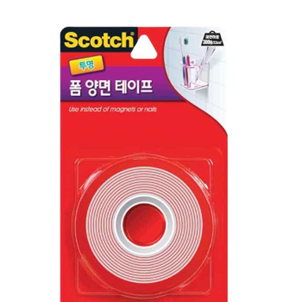 강력 투명 양면테이프 폼테이프 벽면 부착 24mmx1.5M, 1개