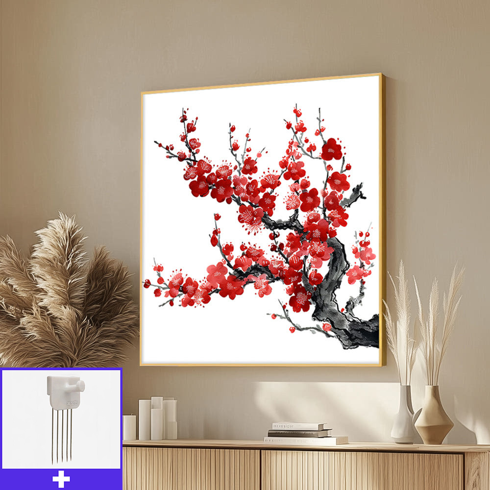 봄의화음 45x45cm 무광골드 알루미늄액자 매화그림 - 메인 이미지
