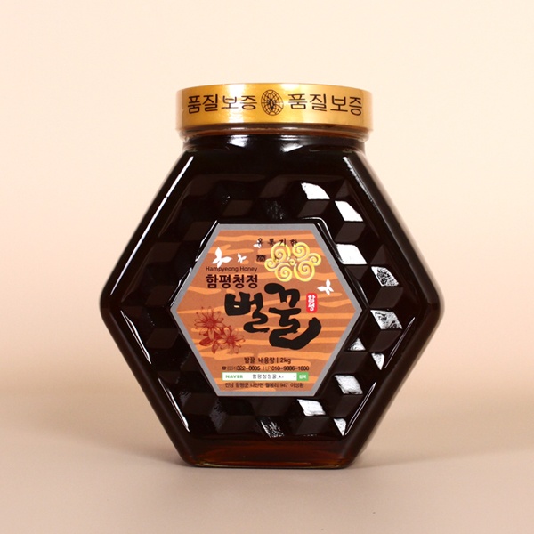 함평청정 벌꿀 자연산 밤꿀 유리병 선물용 2kg - 상품 이미지