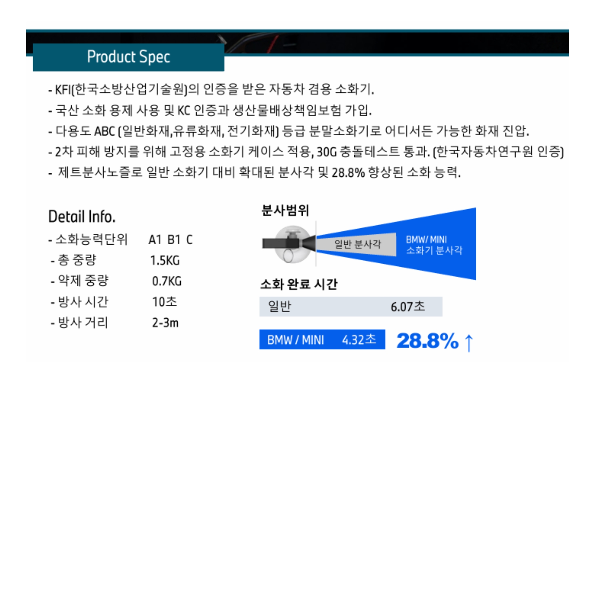 BMW 소화기 순정 차량용 자동차용 분말 간이 소화기